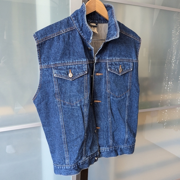 📼Vintage ACA-JOE Denim Vest Western Jean Dark Medium Wash 90s - Men's Medium - Picture 11 of 12